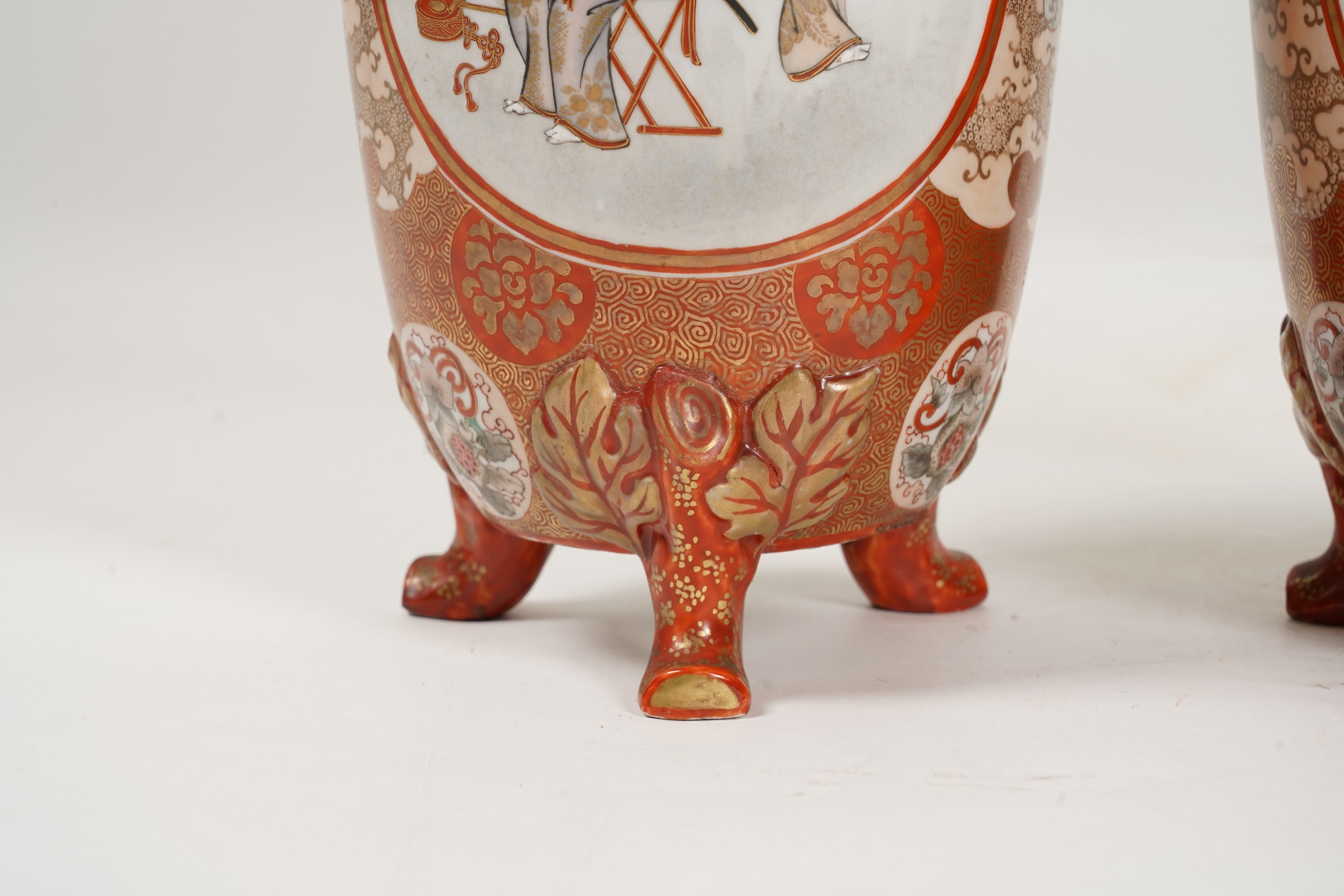 A pair of Japanese Kutani vases, Meiji period